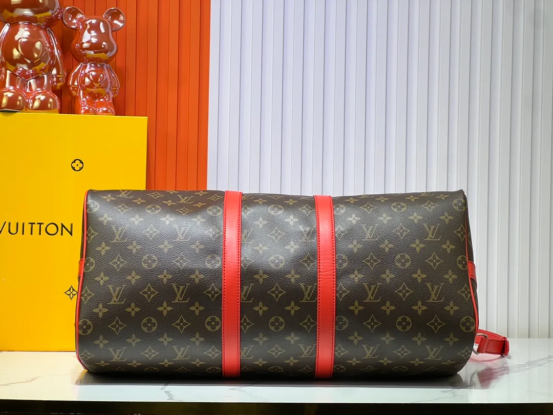 Batch 320💰original goods‼ Word of mouth is full of praise. Returned in three sizes, universal travel bag! KEEPALL 455055 travel bag 5 colors (with shoulder strap) 40568 41418M41416 M41414.  45*27*20／Keepall is a classic in the Louis Vuitton travel bag series. This medium-sized Keepall is made of Monogram canvas, has a spacious capacity, and is equipped with a detachable leather shoulder strap.