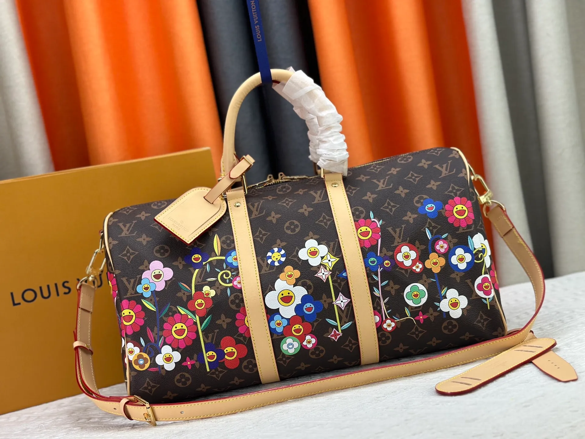 P440 Double-sided yellow leather New arrival M14182 M41416 LV2025 spring and summer joint model with Takashi Murakami Fashion is a cycle to celebrate the 20th anniversary of the joint brand Size: 45.0X27.0X20.0cm
