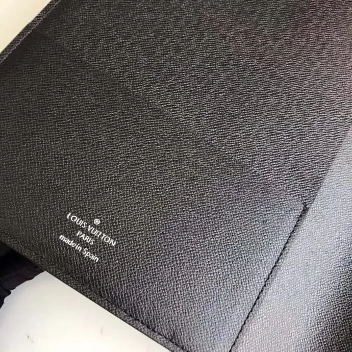 P140💰 4070🔥Hot model Extra large check holder Notebook cover 6 card slots Cowhide ➕ Lv special fabric, with box Size about 18cm Number: 20100/21065