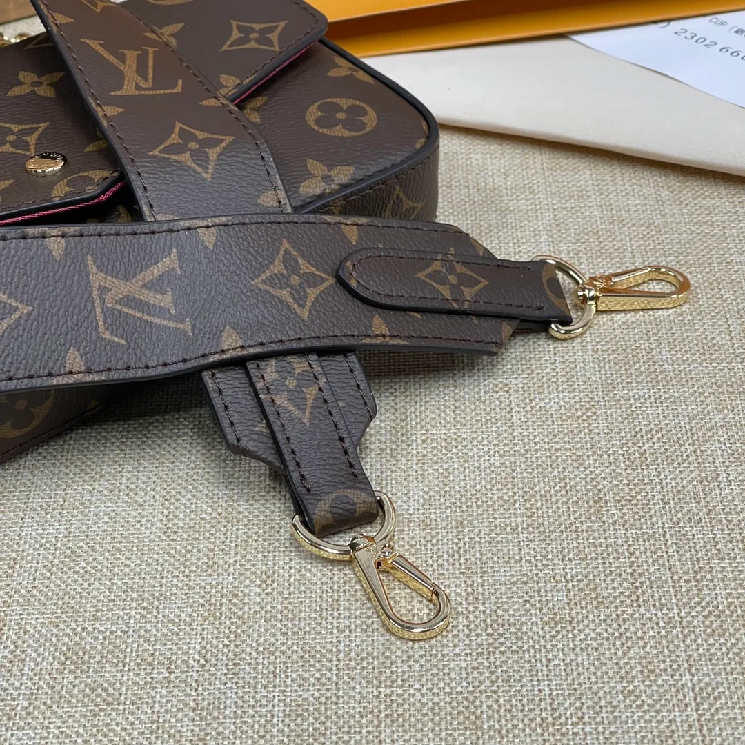 [Upgraded version] P380💰 Upgraded version with full package M61276 LV/Louis Vuitton new chain ⛓️ bag + ❣️ wide shoulder strap ❣️ new women's POCHETTE FÉLICIE detachable metal chain bag The design of this three-in-one chain bag is a big surprise. It can accommodate mobile phones, IDs, cash, keys, lipstick and other daily small items. The highlight is that the three colors inside are so cute and the price is quite beautiful. Powerful planting 🎁 Original size 21cm