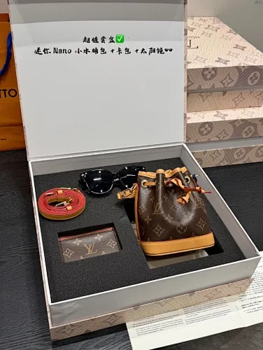 All Categories Official Website "Brand Women's Bags" Women's Bags 💙 LV 2025 new LV small mini Nano bucket bag mini➕card holder➕sunglasses🕶️➕gift box