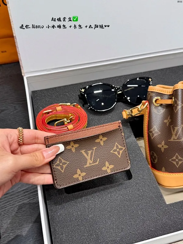All Categories Official Website "Brand Women's Bags" Women's Bags 💙 LV 2025 new LV small mini Nano bucket bag mini➕card holder➕sunglasses🕶️➕gift box
