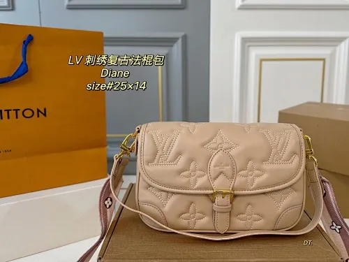 All Categories Official Website "Brand Women's Bags" Women's Bags 💙 LV 2025 New LV Embroidery 🪡Diane Retro Baguette Bag