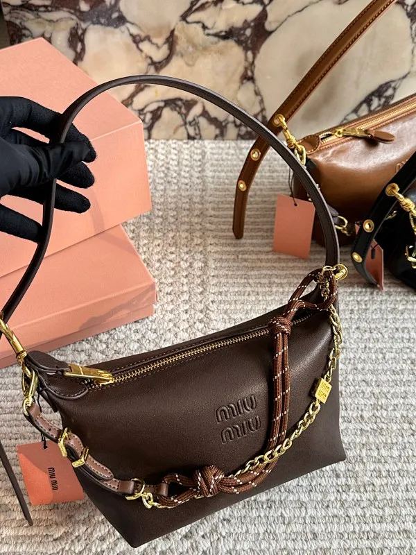 All Categories Official Website "Brand Women's Bags" Women's Bags 💙 miumiu 2025 New MIUMIU Surf Rope Canvas Lunch Box Bag