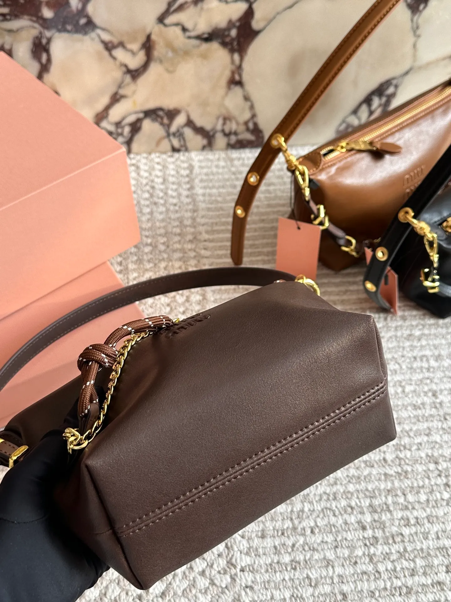 All Categories Official Website "Brand Women's Bags" Women's Bags 💙 miumiu 2025 New MIUMIU Surf Rope Canvas Lunch Box Bag