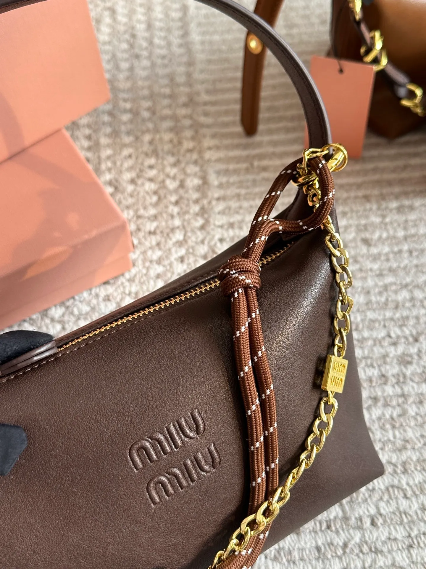 All Categories Official Website "Brand Women's Bags" Women's Bags 💙 miumiu 2025 New MIUMIU Surf Rope Canvas Lunch Box Bag