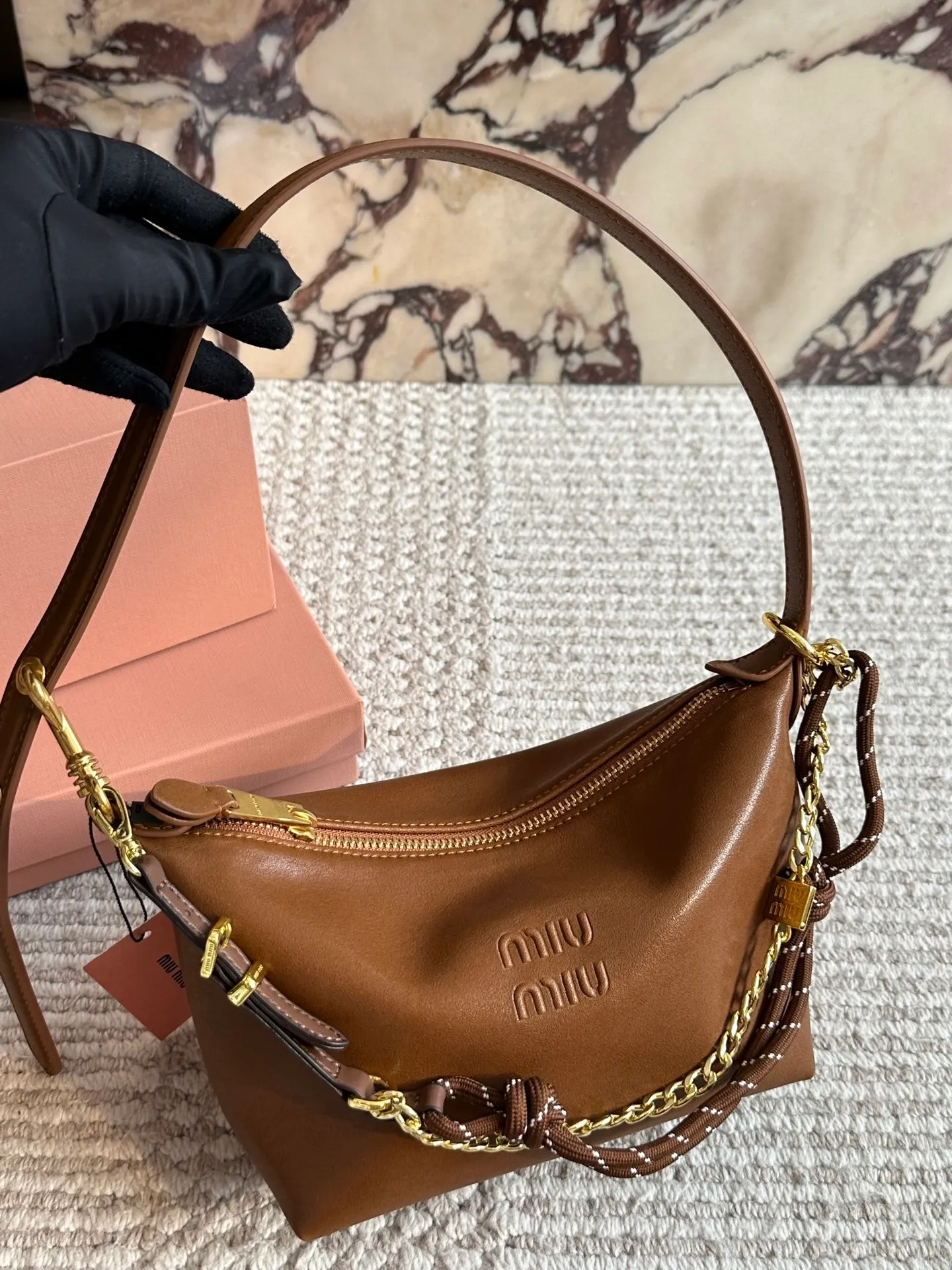 All Categories Official Website "Brand Women's Bags" Women's Bags 💙 miumiu 2025 New MIUMIU Surf Rope Canvas Lunch Box Bag