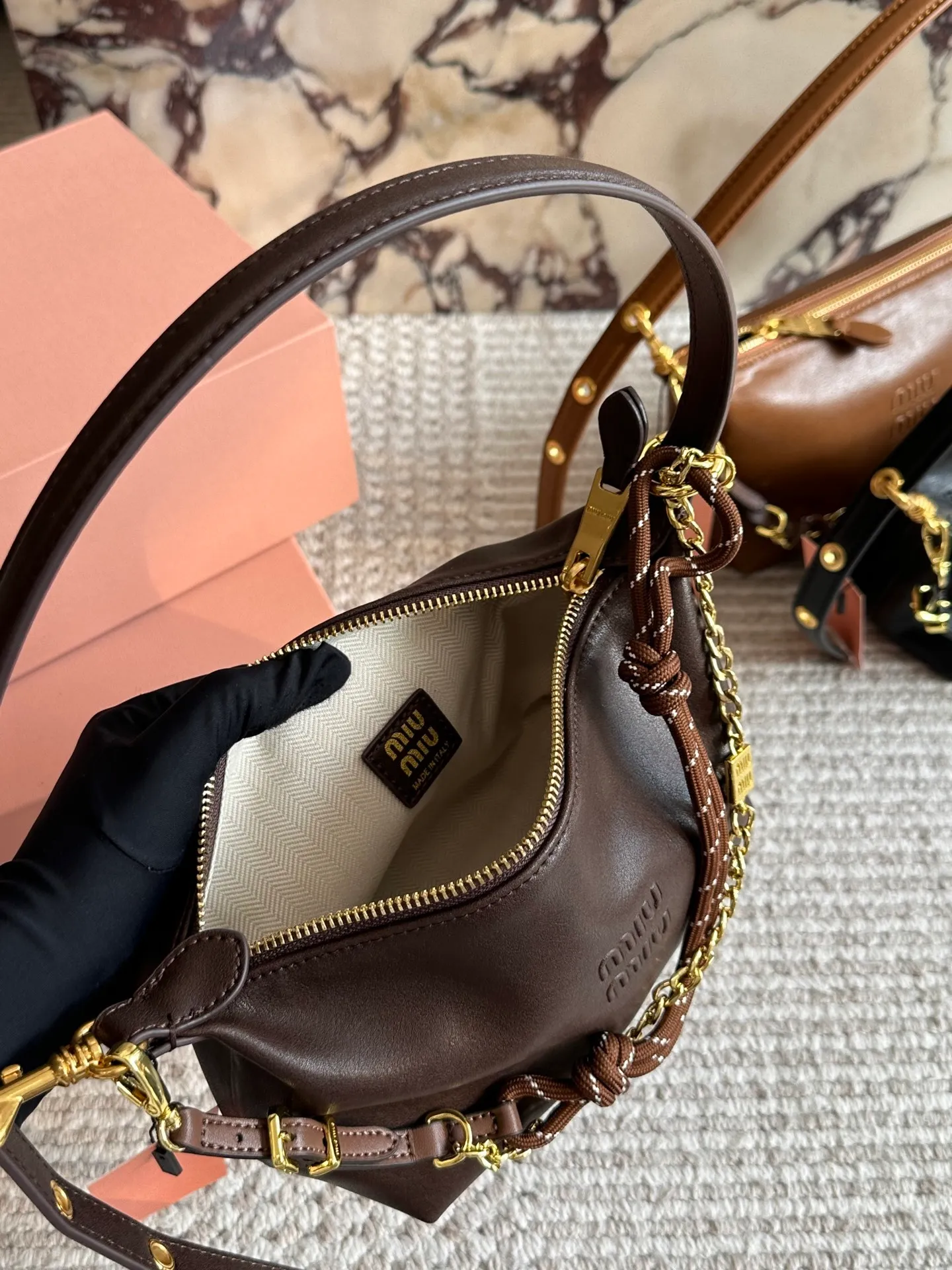 All Categories Official Website "Brand Women's Bags" Women's Bags 💙 miumiu 2025 New MIUMIU Surf Rope Canvas Lunch Box Bag