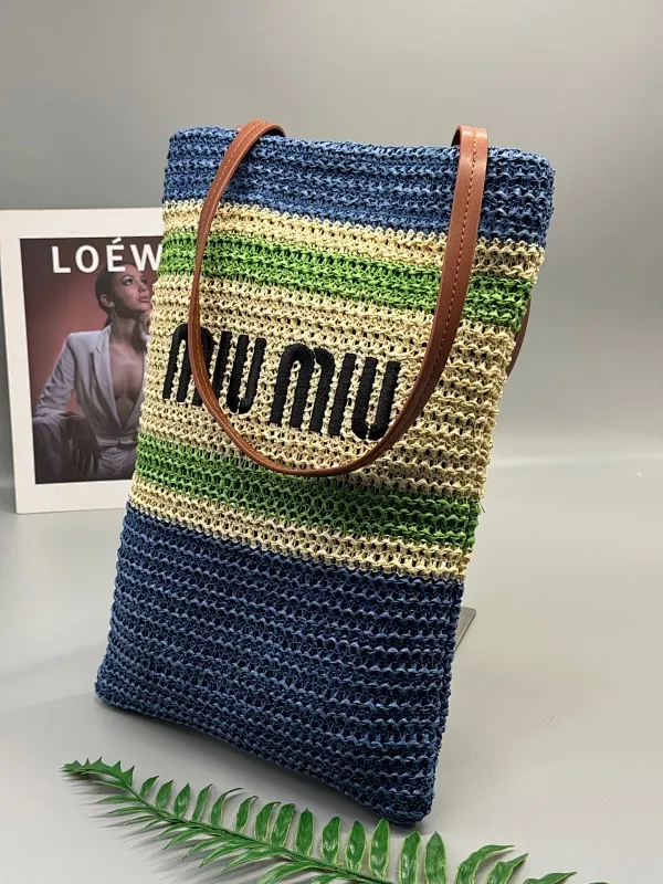 All categories Official website "Brand Women's Bags" Women's Bags 💙 miumiu 2025 new miumiu American retro fairy tote bag