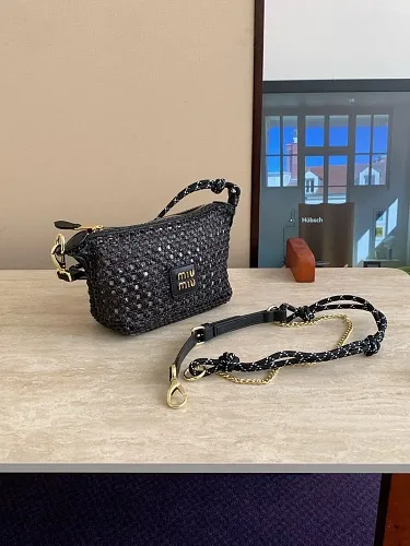 All Categories Official Website "Brand Women's Bags" Women's Bags 💙 miumiu 2026 official website miumiu hollow woven lunch box bag