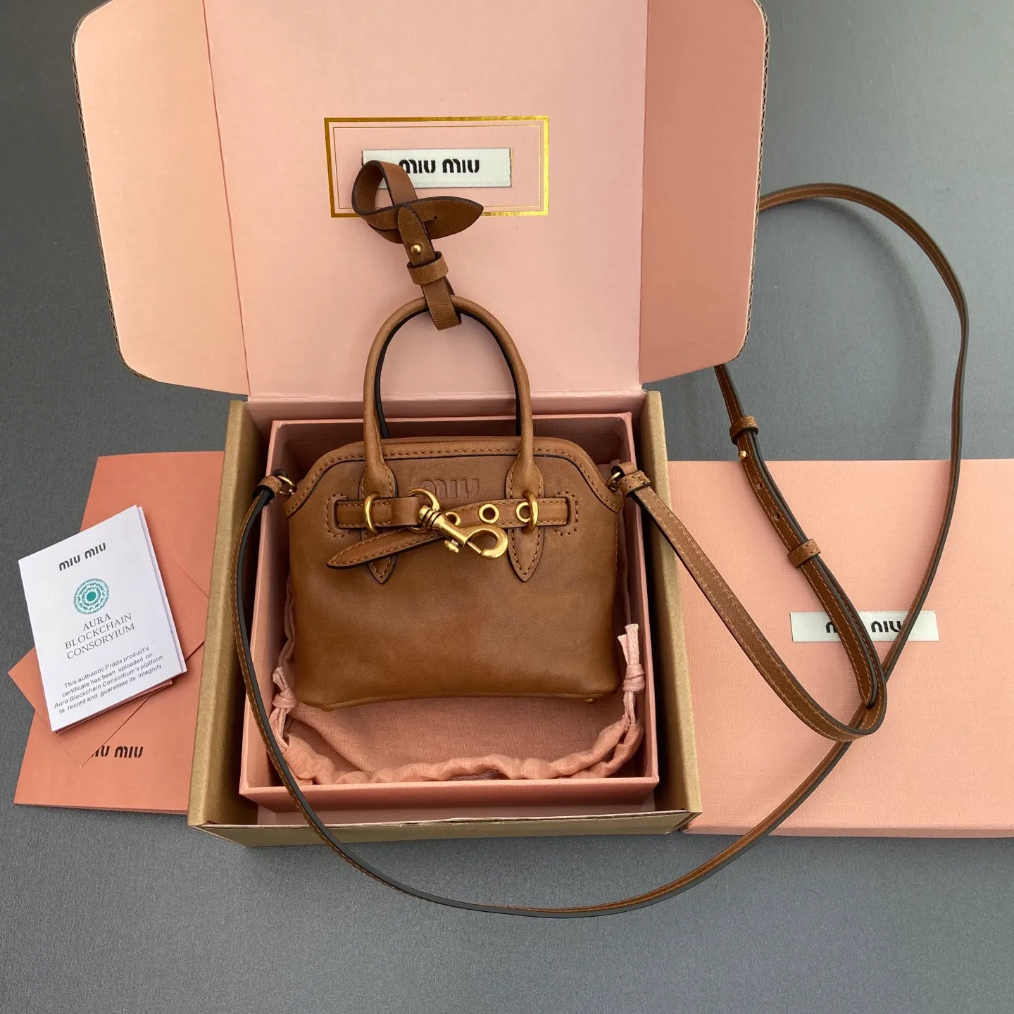 [Premium Hardware Original Leather]~Adventure Nappa Sheep Leather Pendant/Crossbody Bag~Vegetable Tanned Leather Brown Size: w12.5×h10×5cm Number: _5BG037