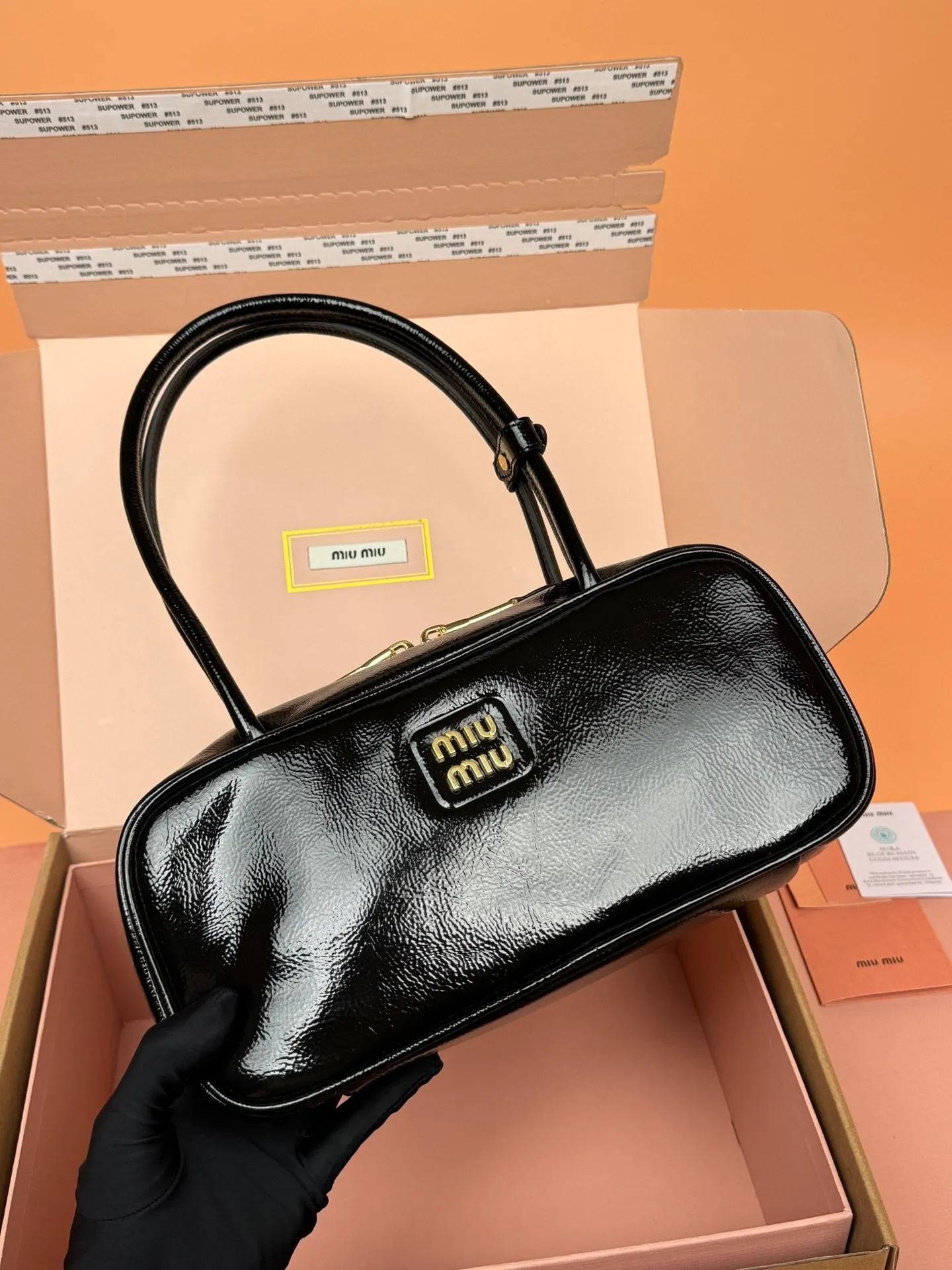 💰1640 [Special grade hardware original leather] beau naplak patent sheep leather handbag ~ handbag shoulder bag ~ bright brown Size: w28×h13×d9cm Number: 5bb173