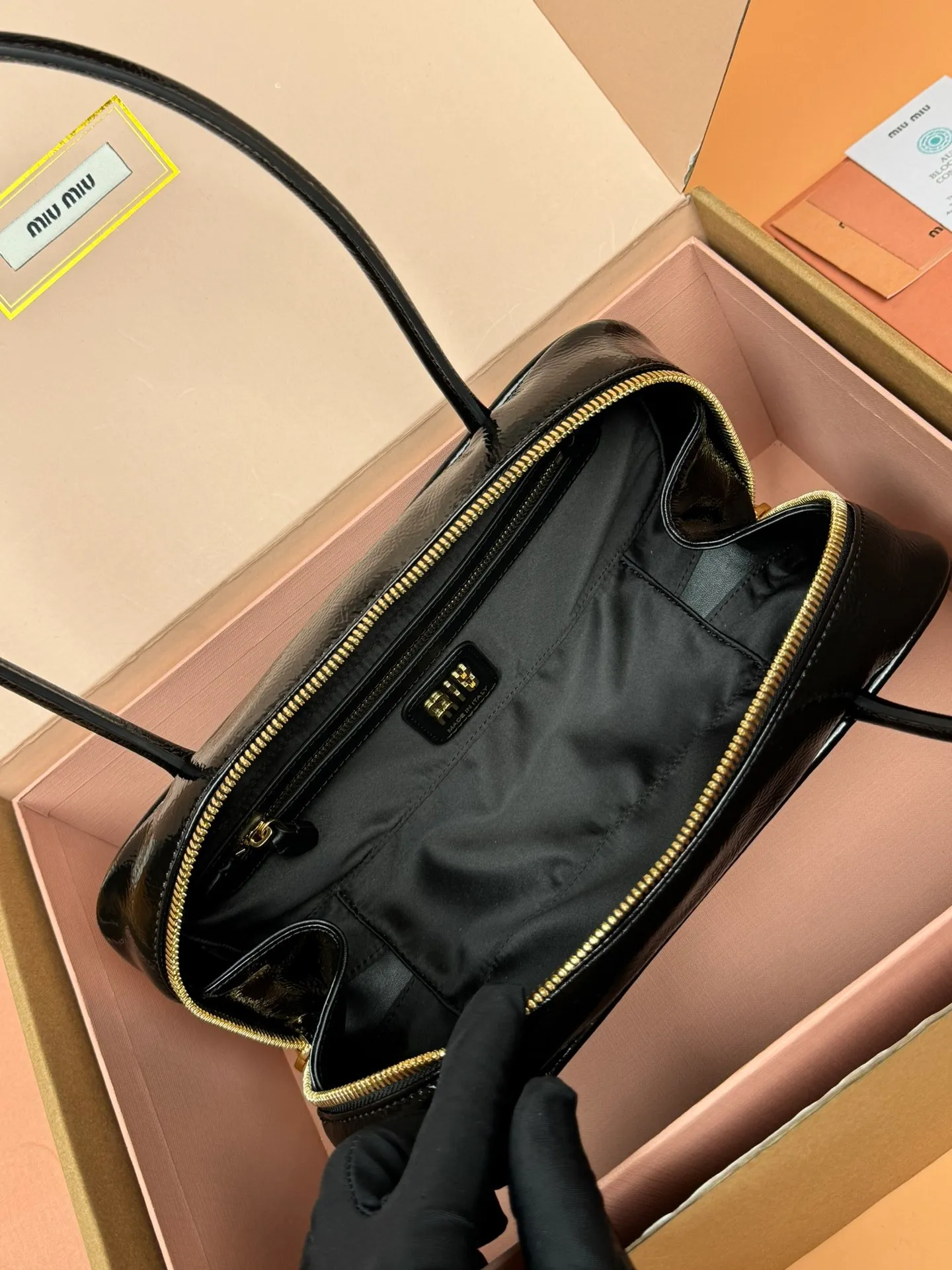 💰1640 [Special grade hardware original leather] beau naplak patent sheep leather handbag ~ handbag shoulder bag ~ bright brown Size: w28×h13×d9cm Number: 5bb173