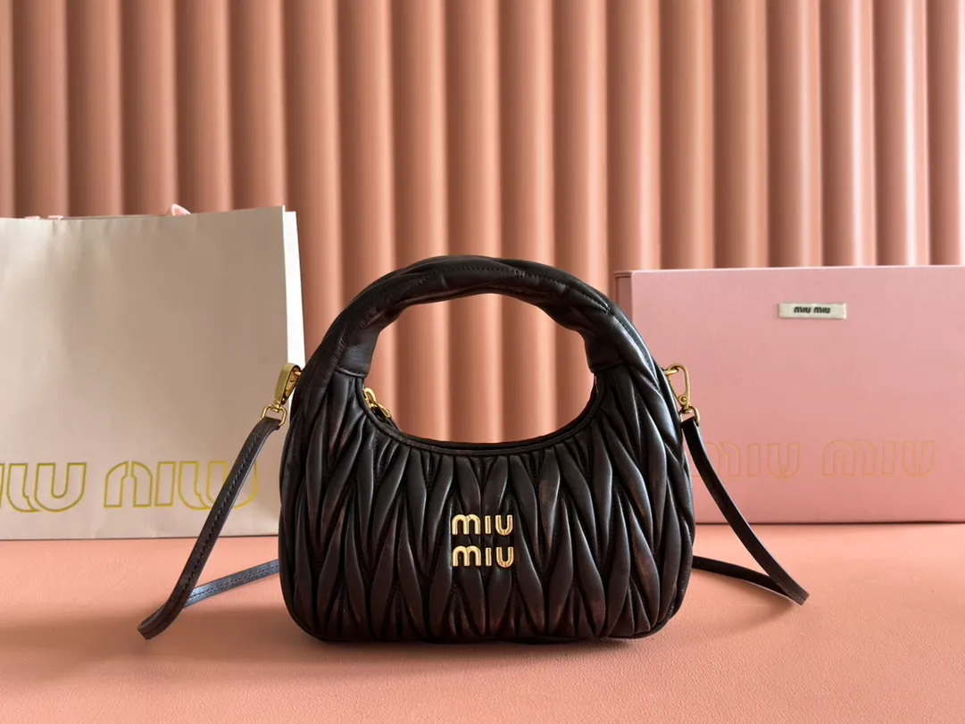 💋💋💋【Full set of packaging at the counter】5BC125 retro brown MiuMiu new product Miu