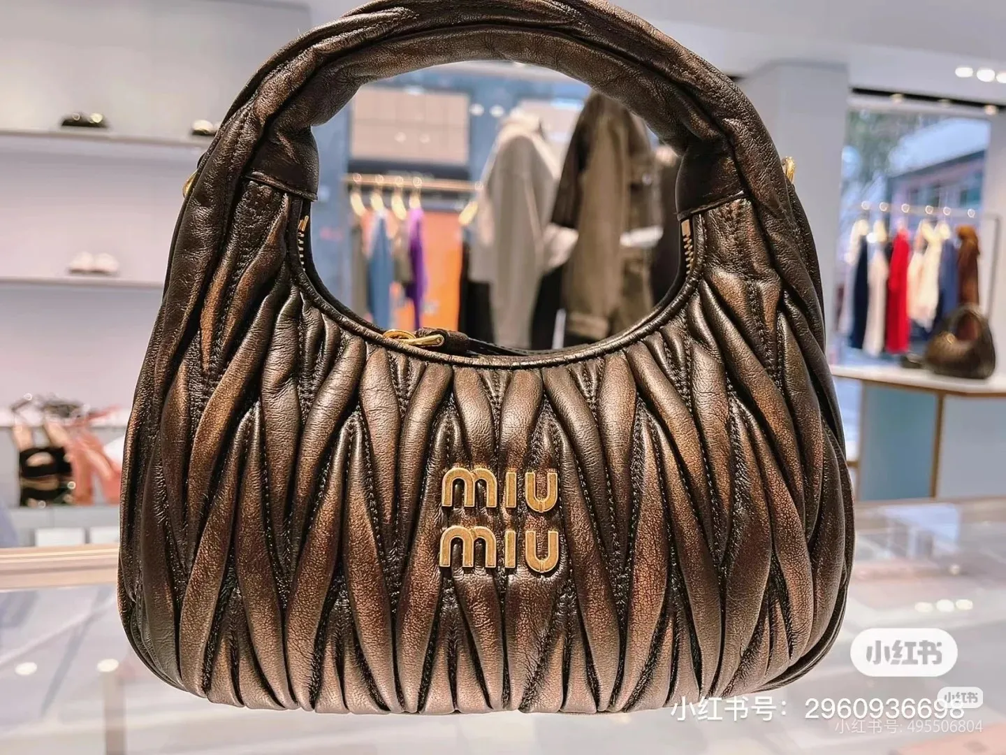 💋💋💋【Full set of packaging at the counter】5BC125 retro brown MiuMiu new product Miu