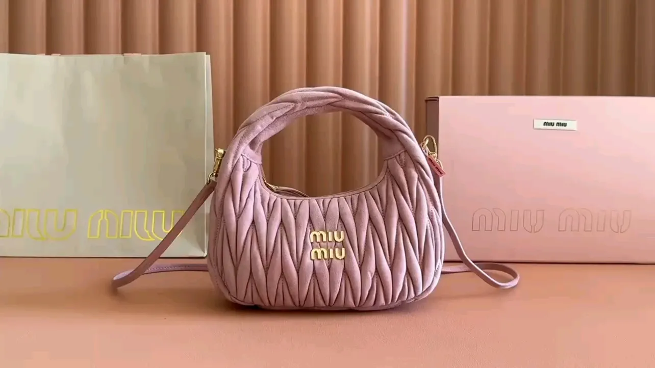 💋💋💋【Full set of packaging at the counter】5BC125 retro brown MiuMiu new product Miu