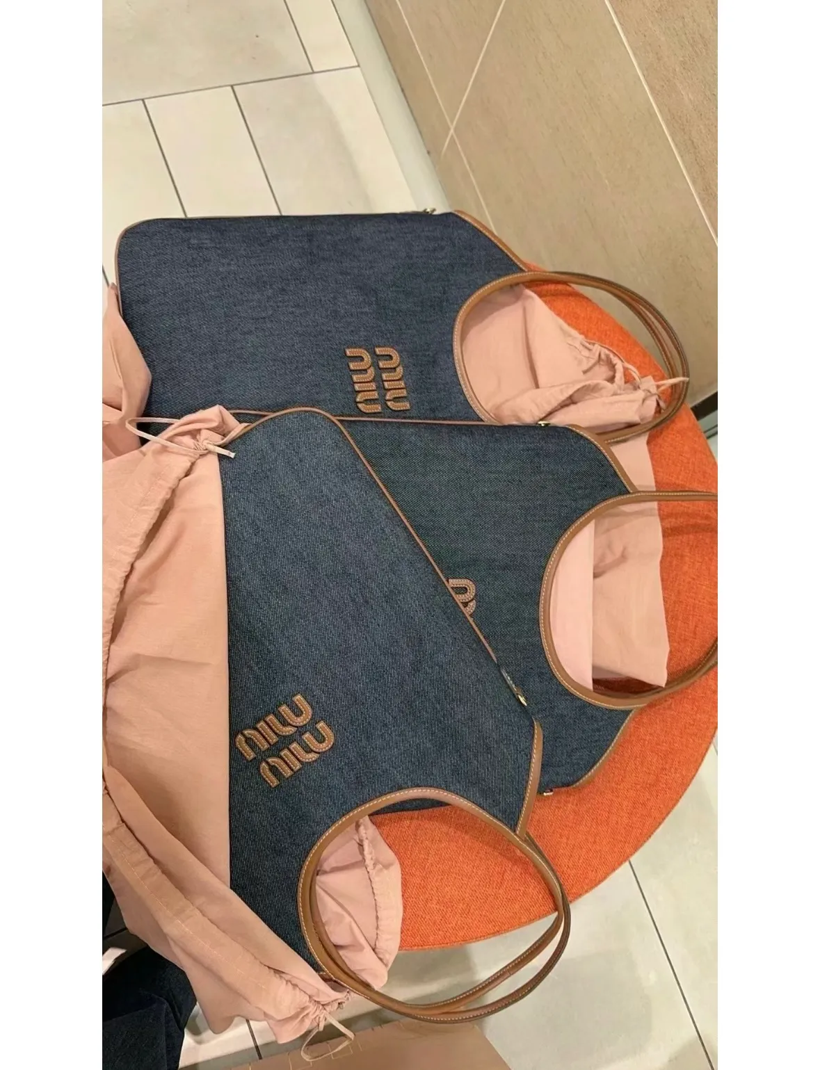 Pictures of new authentic products at counters