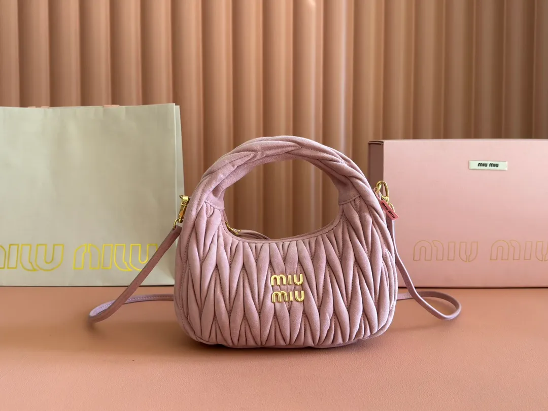 💋💋💋【Full set of packaging at the counter】5BC125 pink velvet MiuMiu new product Miu
