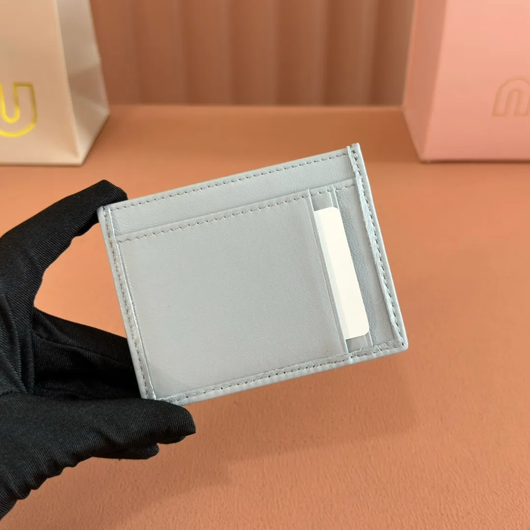 p420. 💋💋💋【Configured with full set of counter packaging】🔥 The latest version of MM cket wallet new card holder, 💗💗 5MV976 gray blue The latest series of card holders in the counter, small and exquisite, double-sided card slots, practical and fashionable design 🔥 Made of top imported lambskin 🎉