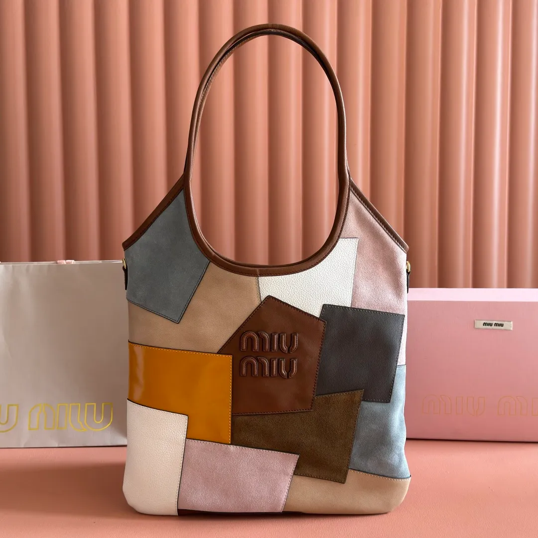 💋💋💋M’s new hobo tote underarm bag model: 5BG231. Dimensions: Bottom length 35x height 40x wrist height 60cm. Color: collage color/original leather.