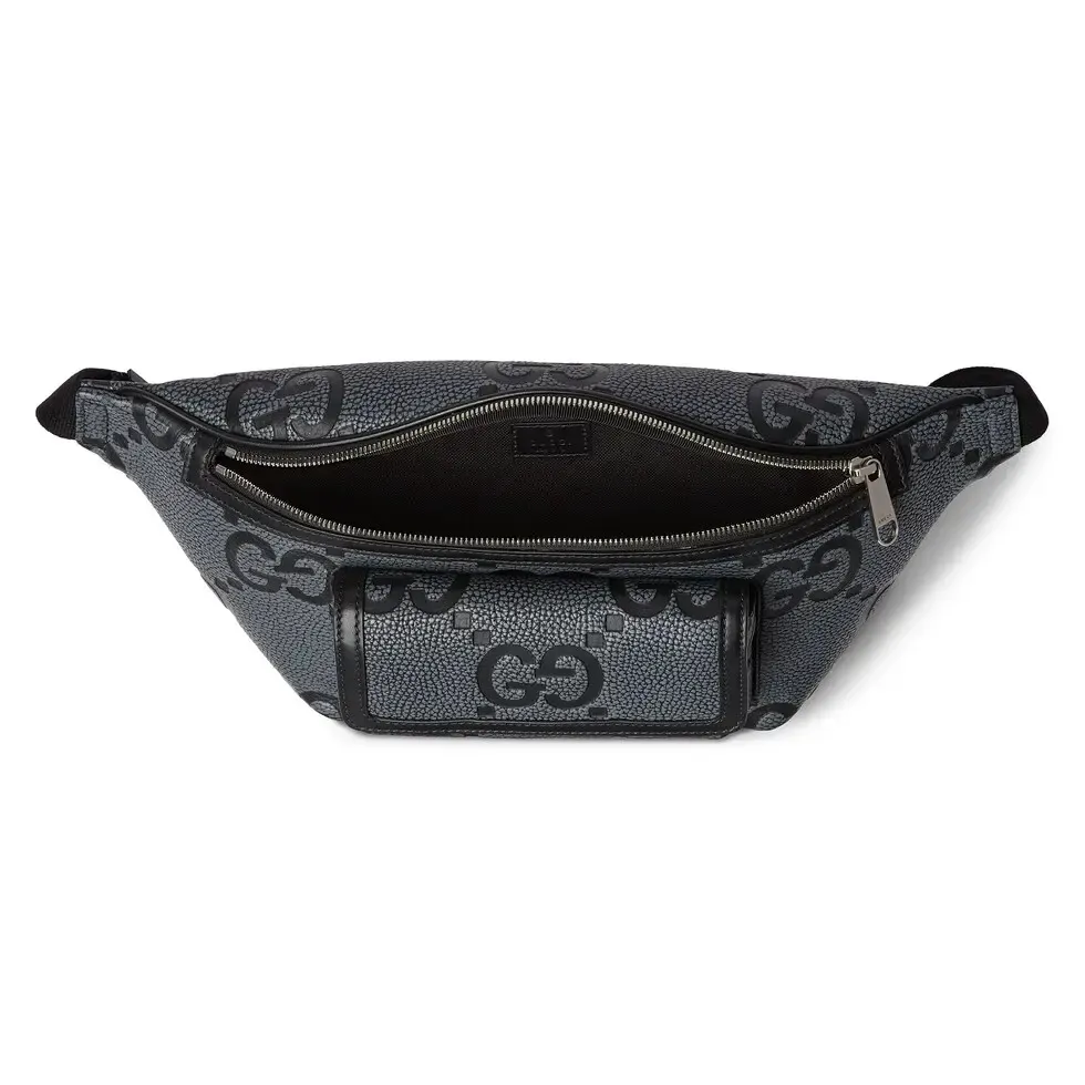 p1180. 💕"With full set of original counter packaging" 💕[New Product] The 2025 early spring series continues the super double G design, with ingenuity and new grain texture. As a new interpretation of the initials of Mr. Guccio Gucci, the double G pattern is presented in an oversized size to create an enduring charm of the brand logo. This gray and black belt bag is crafted from classic calf leather and features a front pocket and an adjustable belt. Gray and black Super Double G grained cow leather Black cow leather trim Cotton and linen blend lining Front magnetic pocket Zip closure Adjustable waistband Model: 645093. Dimensions: 28cm (width) x 18cm (height) x 8cm (depth) Weight: about 0.56kg Color: gray lychee/original leather. Made in Italy