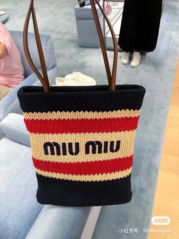 All Categories Official Website "Brand Women's Bags" Women's Bags 💙 miumiu 2026 official website miumiu straw woven tote bag