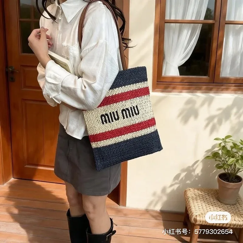 All Categories Official Website "Brand Women's Bags" Women's Bags 💙 miumiu 2026 official website miumiu straw woven tote bag