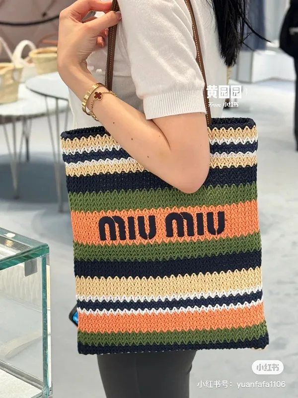 All Categories Official Website "Brand Women's Bags" Women's Bags 💙 miumiu 2026 official website miumiu straw woven tote bag