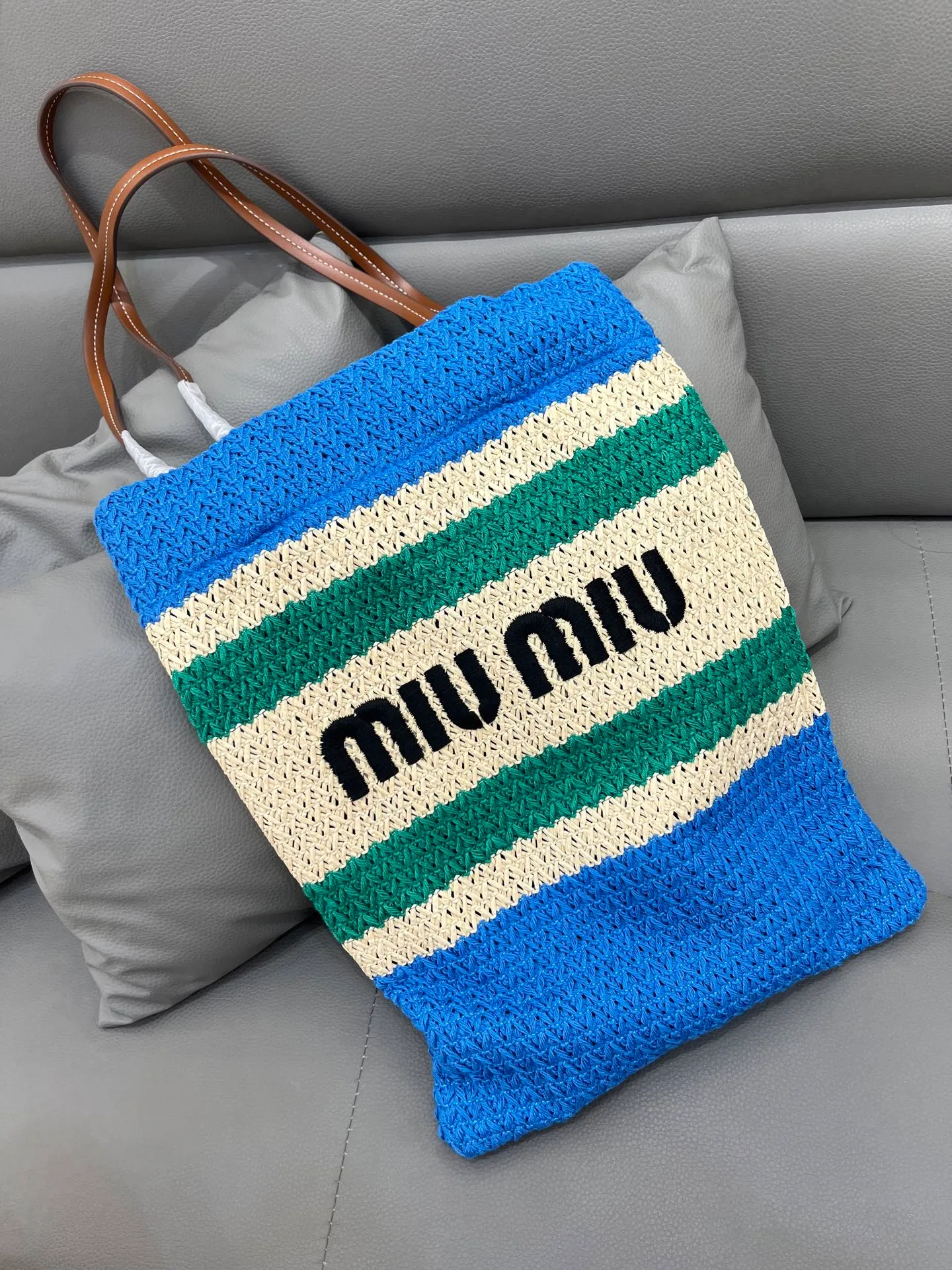 All Categories Official Website "Brand Women's Bags" Women's Bags 💙 miumiu 2026 official website miumiu straw woven tote bag