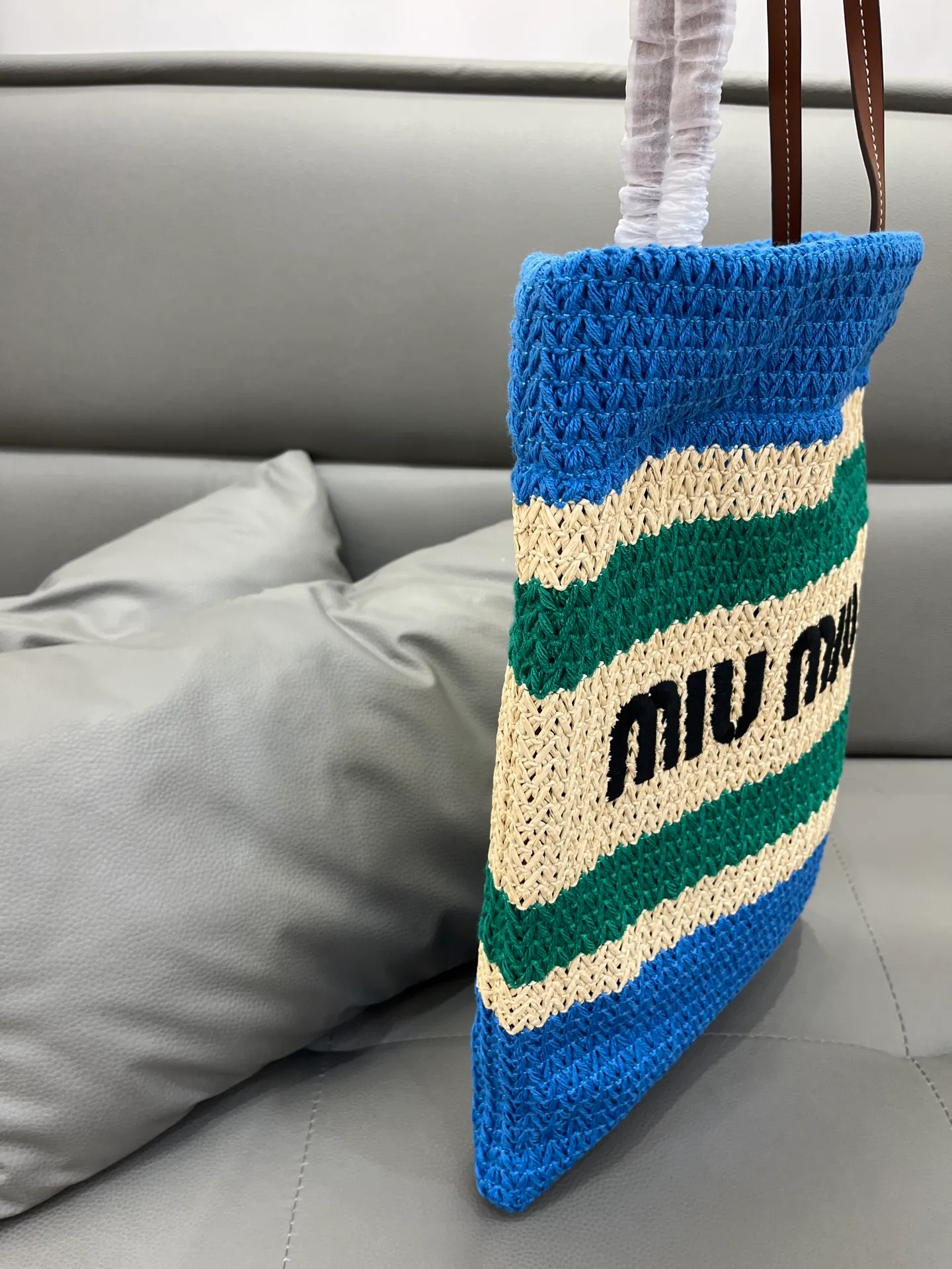 All Categories Official Website "Brand Women's Bags" Women's Bags 💙 miumiu 2026 official website miumiu straw woven tote bag