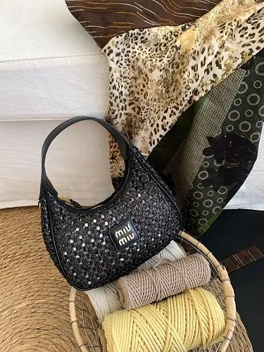 All Categories Official Website "Brand Women's Bags" Women's Bags 💙 miumiu 2026 official website miumiu hollow woven hobo bag