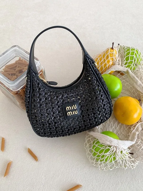 All Categories Official Website "Brand Women's Bags" Women's Bags 💙 miumiu 2026 official website miumiu hollow woven hobo bag