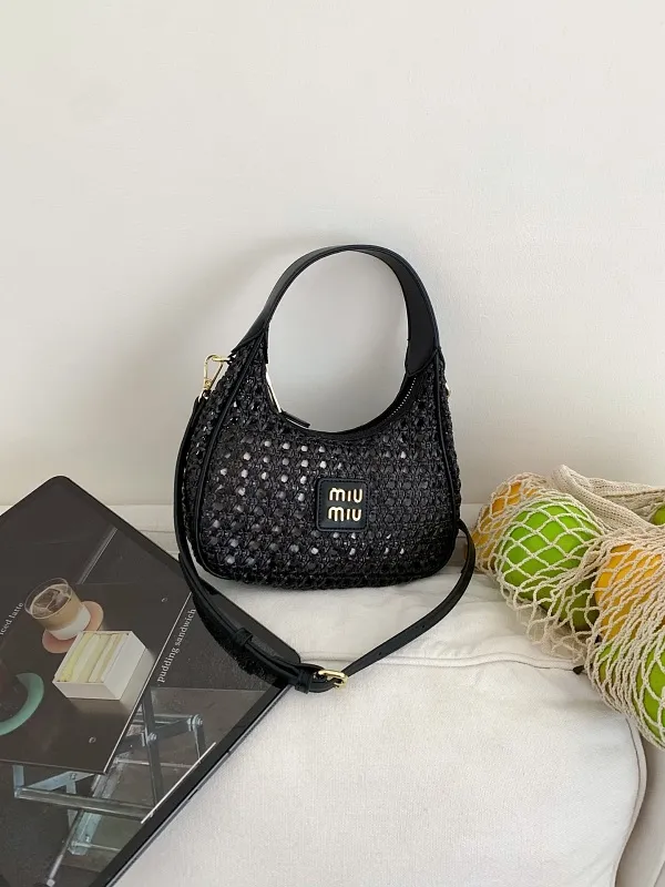 All Categories Official Website "Brand Women's Bags" Women's Bags 💙 miumiu 2026 official website miumiu hollow woven hobo bag