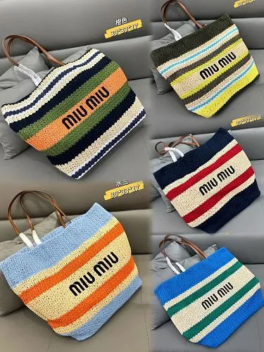 All Categories Official Website "Brand Women's Bags" Women's Bags 💙 miumiu 2026 official website miumiu straw woven tote bag