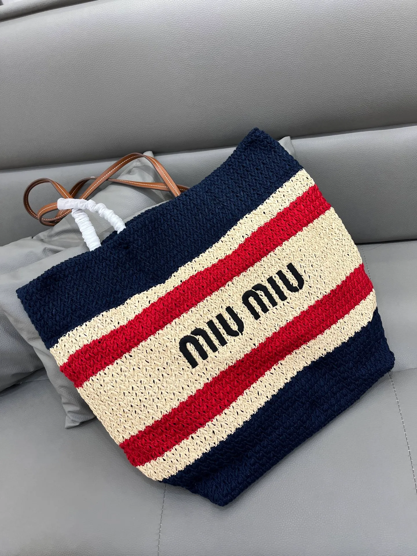 All Categories Official Website "Brand Women's Bags" Women's Bags 💙 miumiu 2026 official website miumiu straw woven tote bag