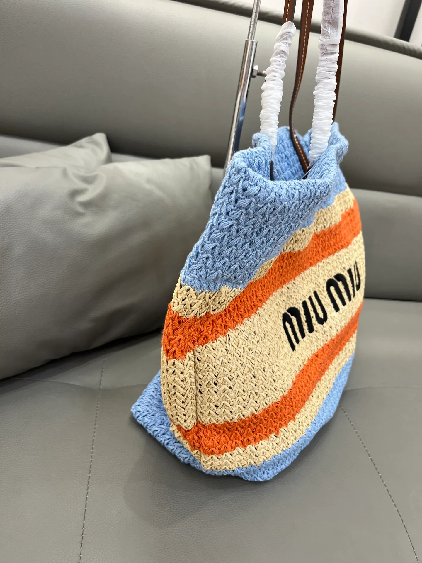 All Categories Official Website "Brand Women's Bags" Women's Bags 💙 miumiu 2026 official website miumiu straw woven tote bag