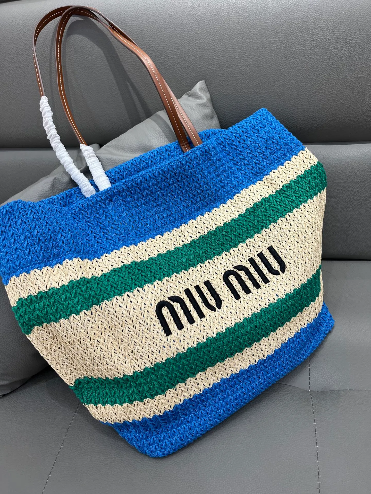 All Categories Official Website "Brand Women's Bags" Women's Bags 💙 miumiu 2026 official website miumiu straw woven tote bag