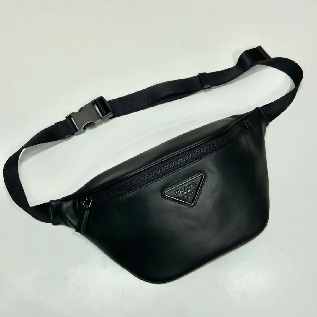 All categories 💚 Top version men’s bags 💚 PRADA 2023 official latest version PRADA full leather waist bag