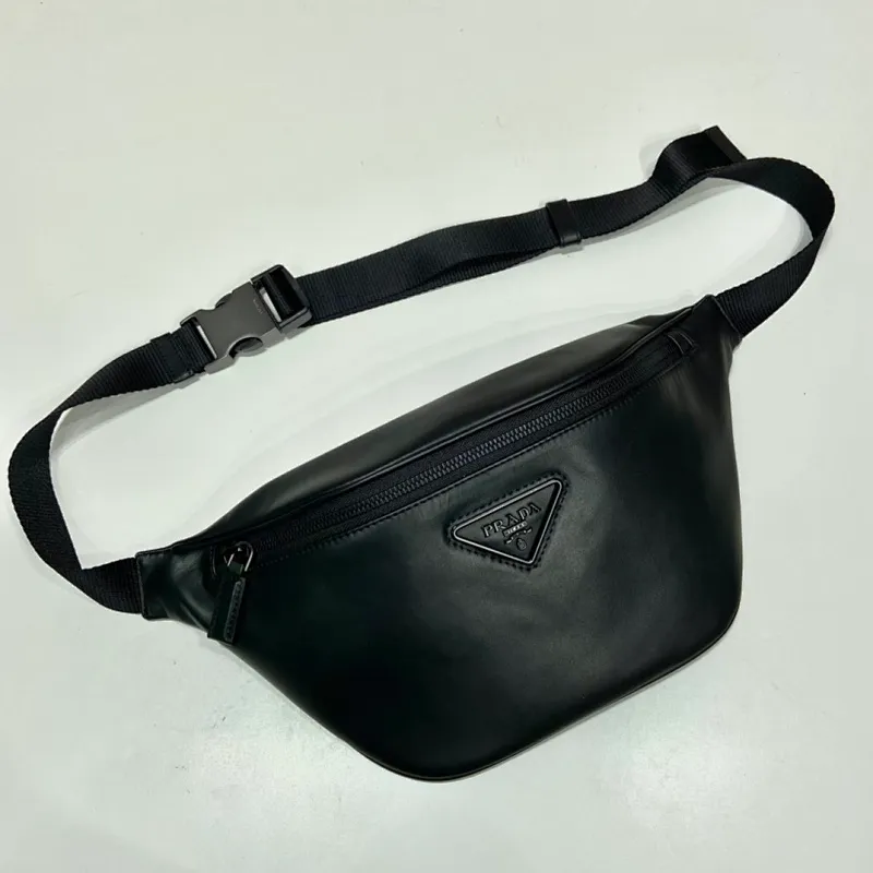 All categories 💚 Top version men’s bags 💚 PRADA 2023 official latest version PRADA full leather waist bag