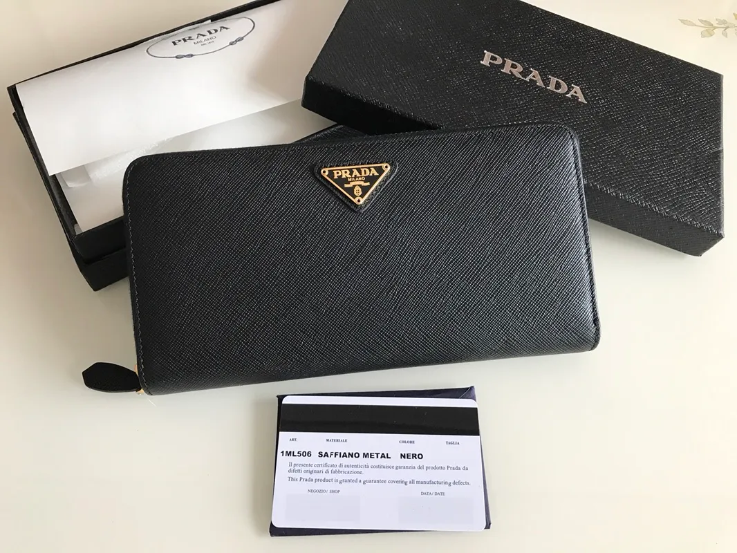 💰560, P Home➡️Cross-grain leather wallet, black, model 1ML506, unisex model, single quality, imported cross-grain cowhide, size 20×10.3cm, 175 steel stamp