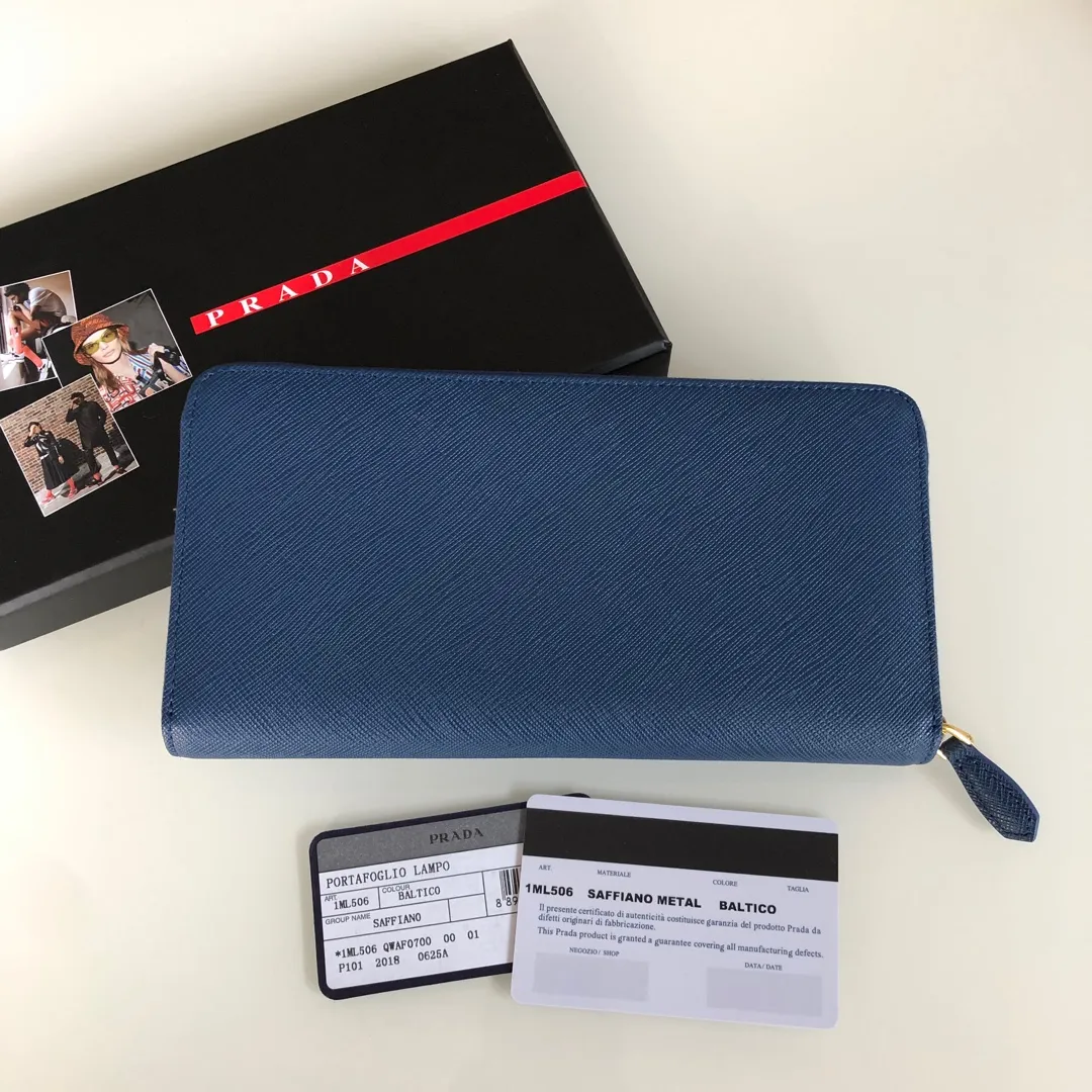 💰560, P Home➡️Cross pattern single zipper wallet, royal blue, model 1ML506, yuan quality, made of cross pattern cowhide, size 20×10.3cm, 175 steel stamp, exquisite workmanship as shown in the picture