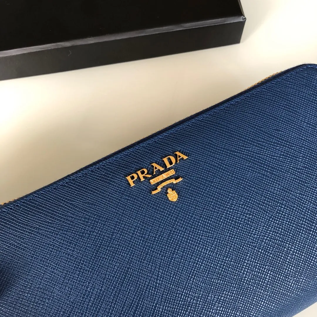 💰560, P Home➡️Cross pattern single zipper wallet, royal blue, model 1ML506, yuan quality, made of cross pattern cowhide, size 20×10.3cm, 175 steel stamp, exquisite workmanship as shown in the picture
