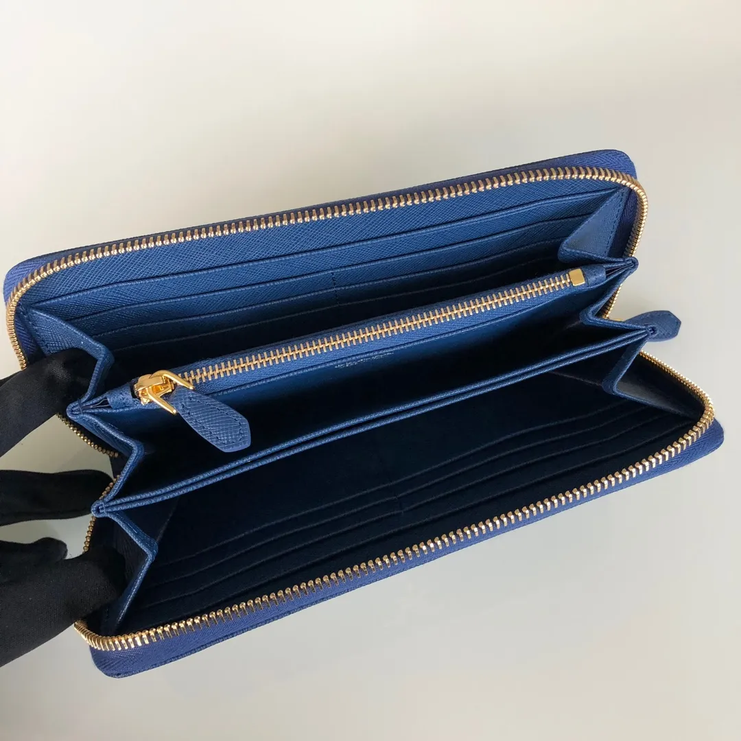 💰560, P Home➡️Cross pattern single zipper wallet, royal blue, model 1ML506, yuan quality, made of cross pattern cowhide, size 20×10.3cm, 175 steel stamp, exquisite workmanship as shown in the picture