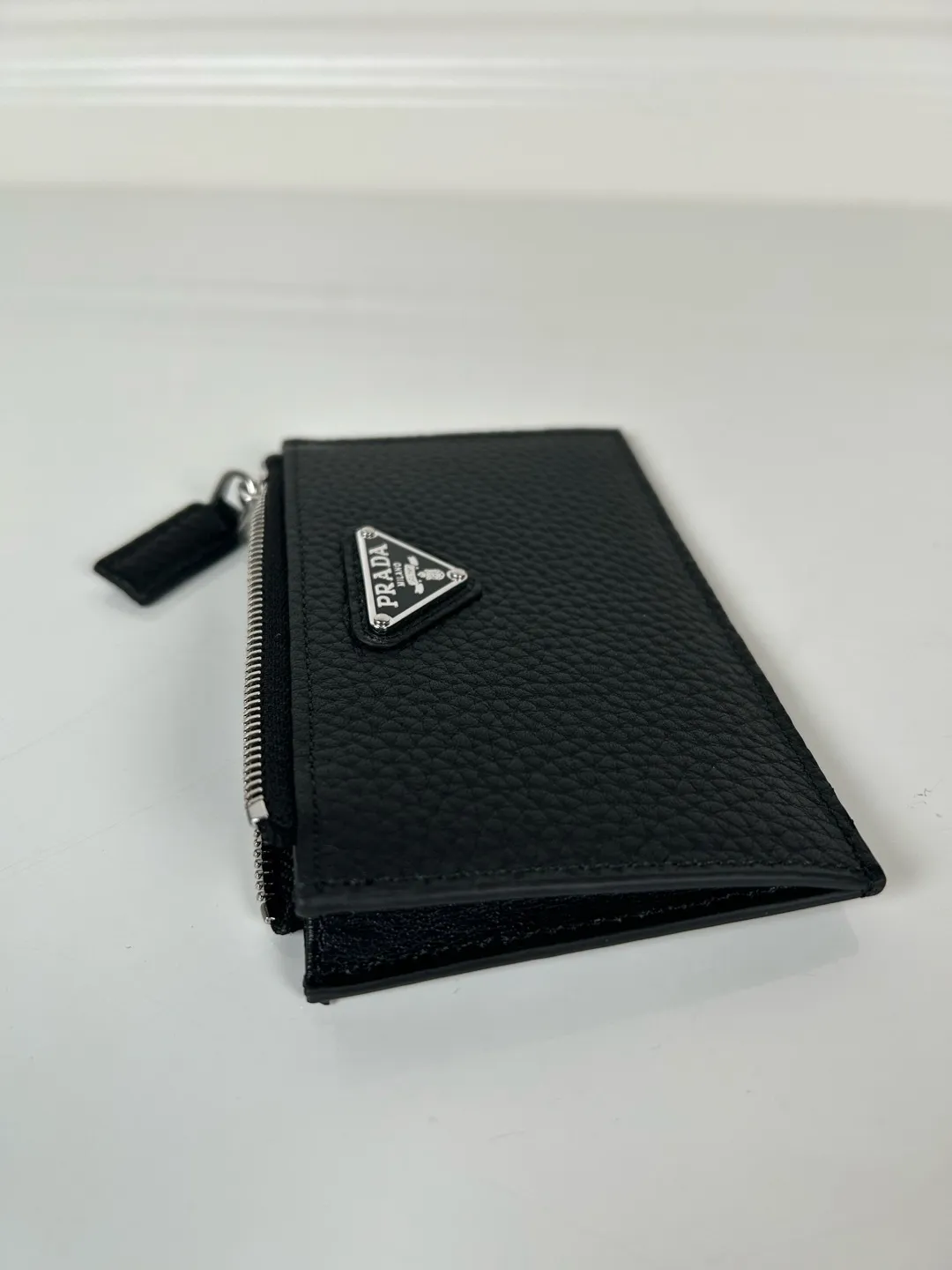 💰420, P Home➡️Black deerskin bag, model: 2MC086, unisex model, 5 card slots, large capacity, 1 leather zipper bag, 8cm*13cm, 175 steel stamp
