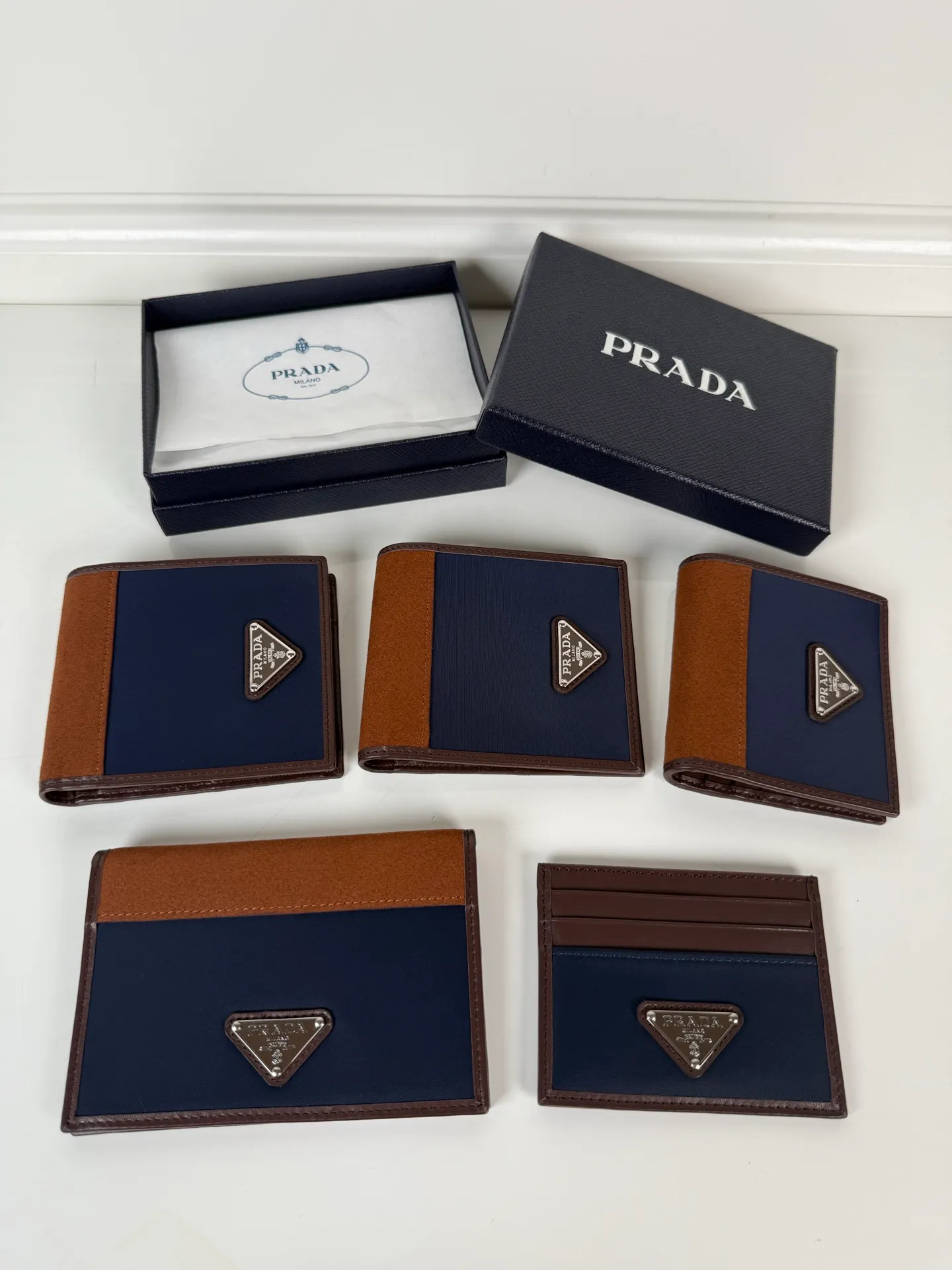 Navy blue nylon fabric and coffee leather series🎉🎉🎉