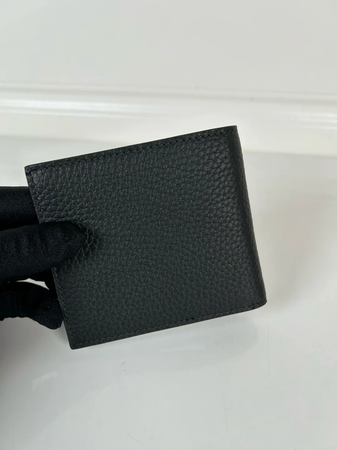💰400, P Home➡️Men's deerskin triangle silver mark short clip, black, model 2M0513, eight card slots, size 11×9.5cm, 175 steel stamp, meticulous and neat workmanship as shown in the picture