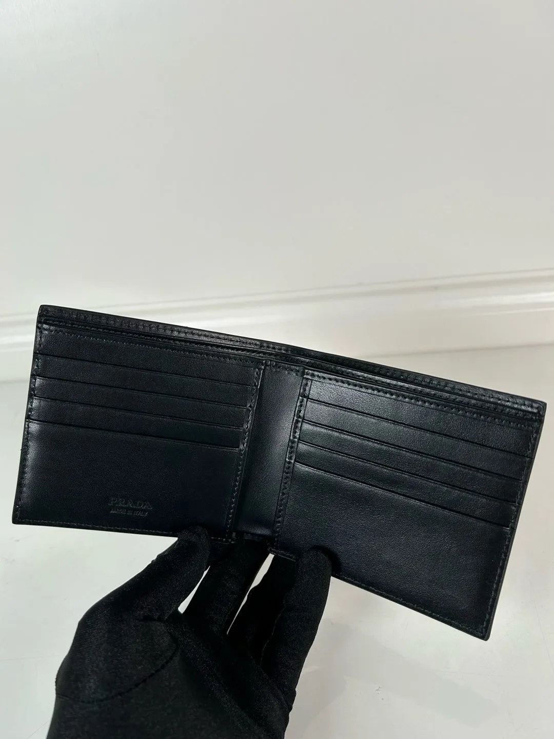 💰400, P Home➡️Men's deerskin triangle silver mark short clip, black, model 2M0513, eight card slots, size 11×9.5cm, 175 steel stamp, meticulous and neat workmanship as shown in the picture