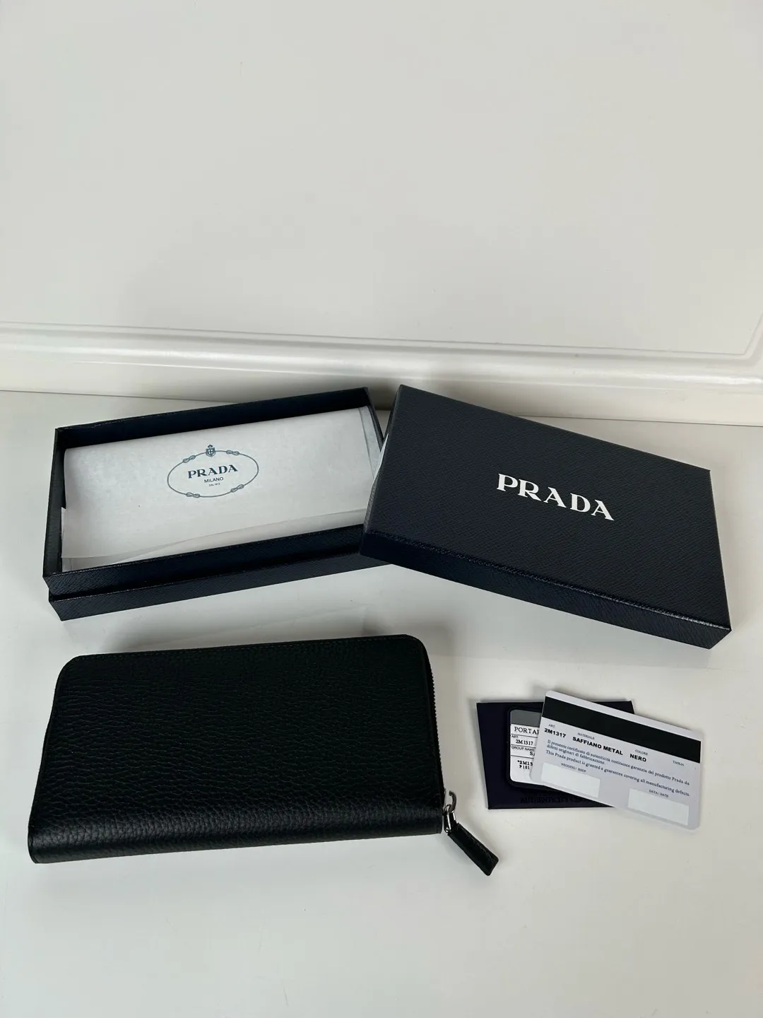 💰600, P Home ➡️Men's cross-pattern wallet, black deerskin, model 2M1317, single-dollar quality, made of cross-pattern cowhide, size 20cm×10.3cm