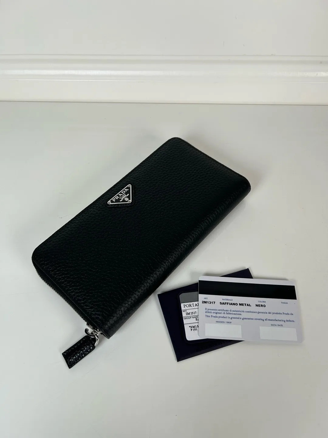 💰600, P Home ➡️Men's cross-pattern wallet, black deerskin, model 2M1317, single-dollar quality, made of cross-pattern cowhide, size 20cm×10.3cm