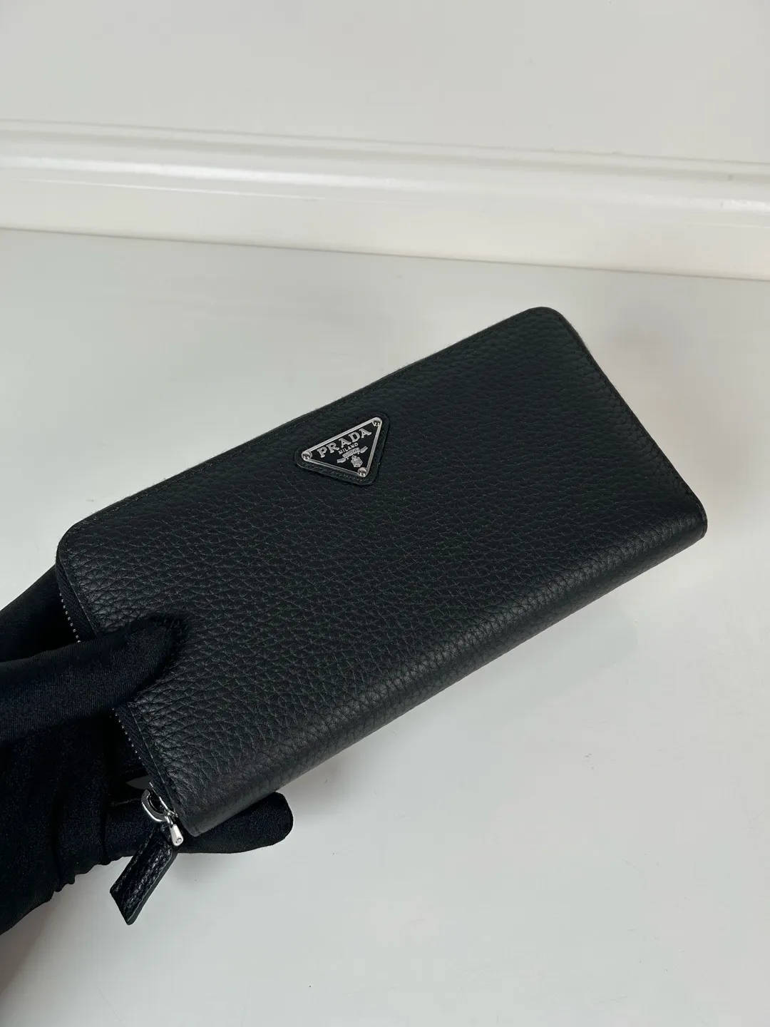 💰600, P Home ➡️Men's cross-pattern wallet, black deerskin, model 2M1317, single-dollar quality, made of cross-pattern cowhide, size 20cm×10.3cm